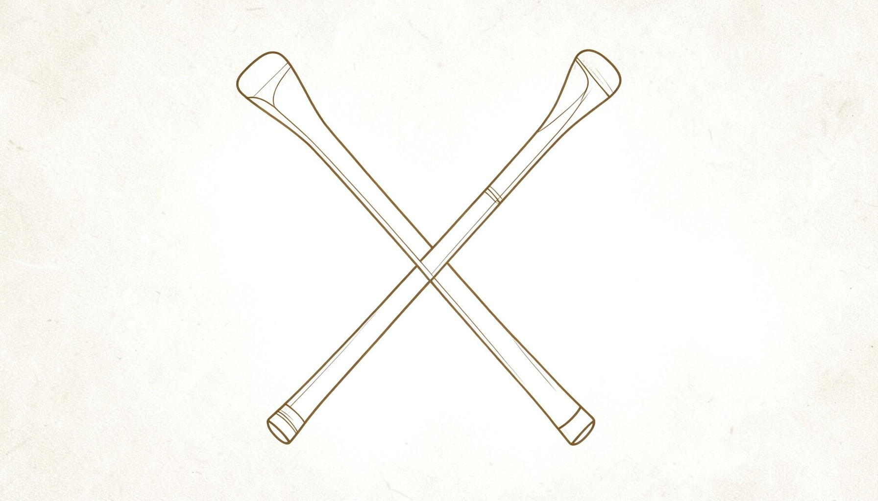 Line drawing of field hockey sticks crossed on a textured background, simple and elegant, warm greige tones