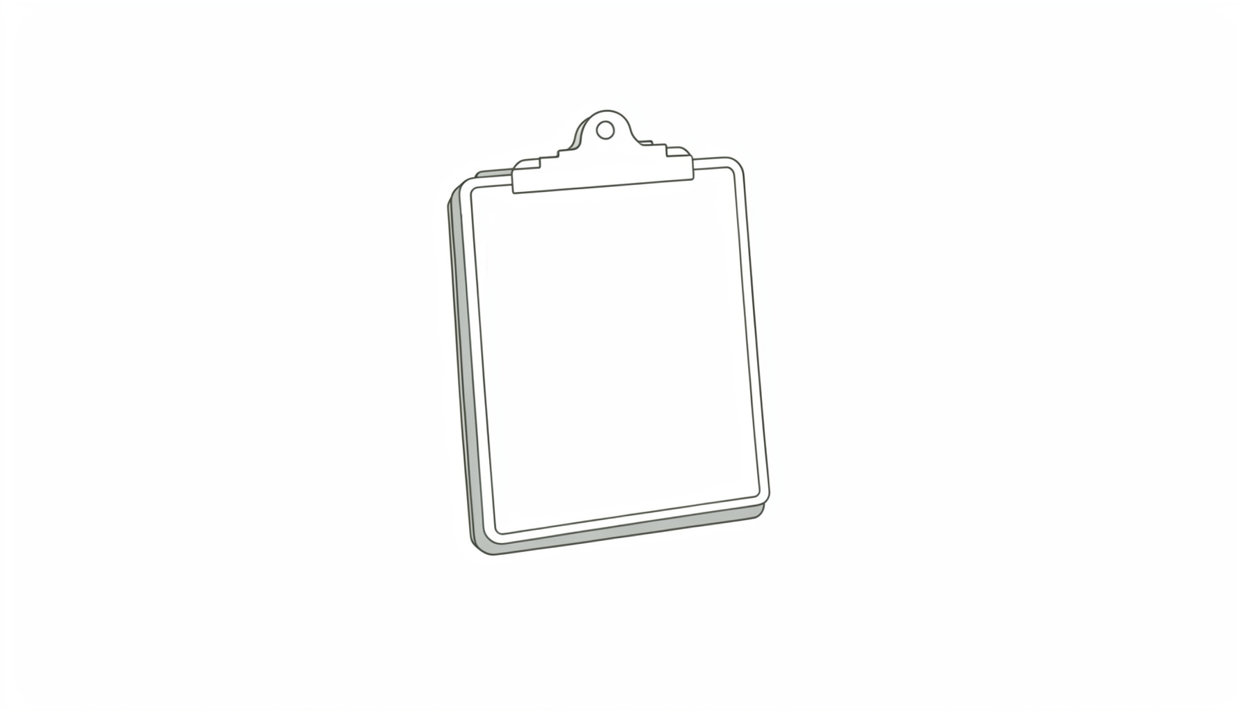Minimal line drawing of a clipboard and whistle, representing camps and clinics, muted stone tones
